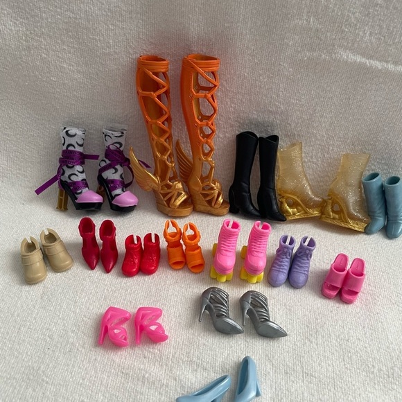 Barbie Other - Assorted Doll Shoes & Boots - Orange, Pink, Red, Gold, Black, Blue, Purple